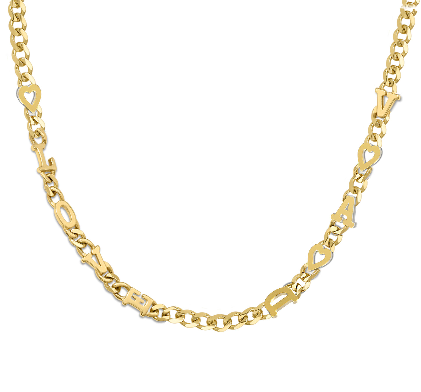 Small curb chain necklace with solid letters