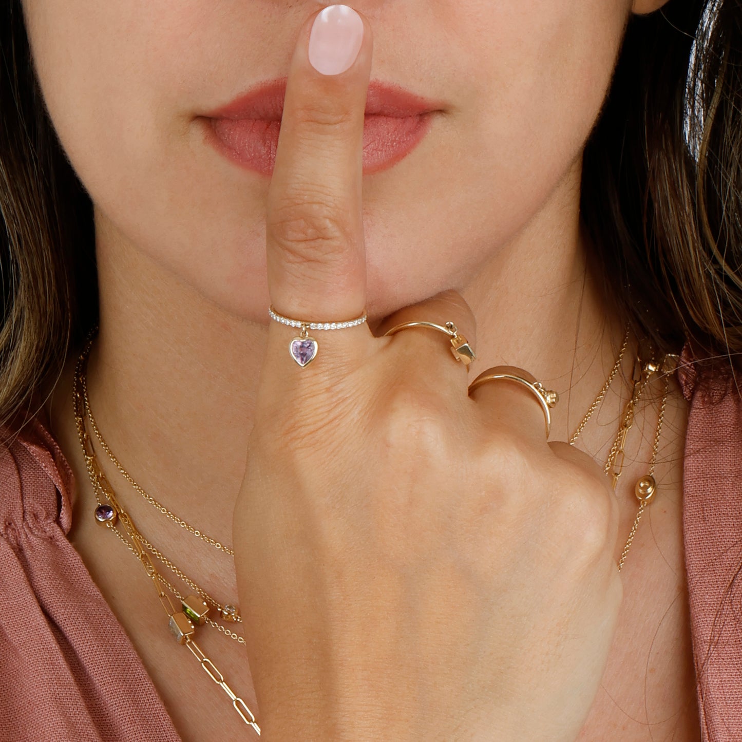 Peekaboo Heart pave ring