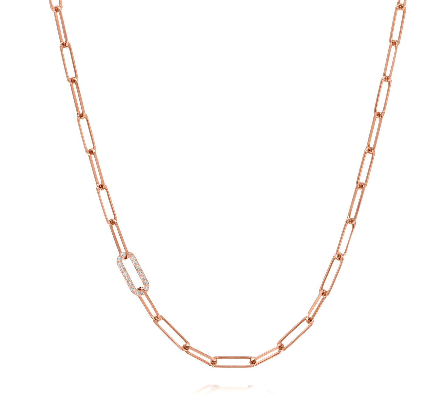 Paper clip chain necklace with pave letters