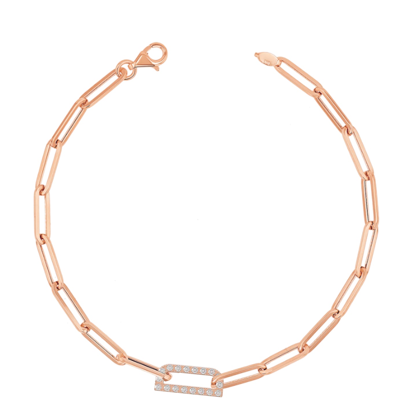 Paper clip chain Bracelet with pave letters