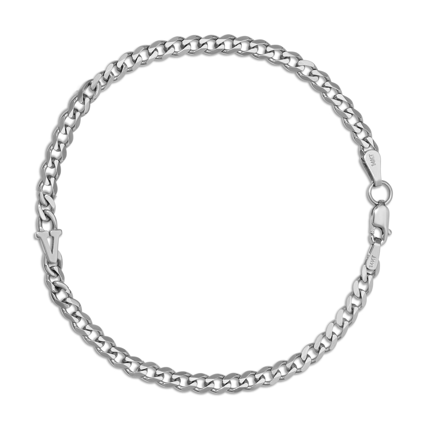 Small curb chain bracelet with Gold letters