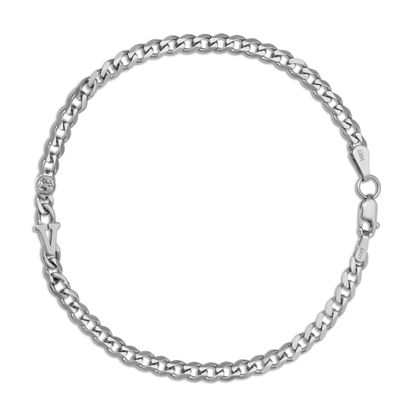 Small curb chain bracelet with Gold letters