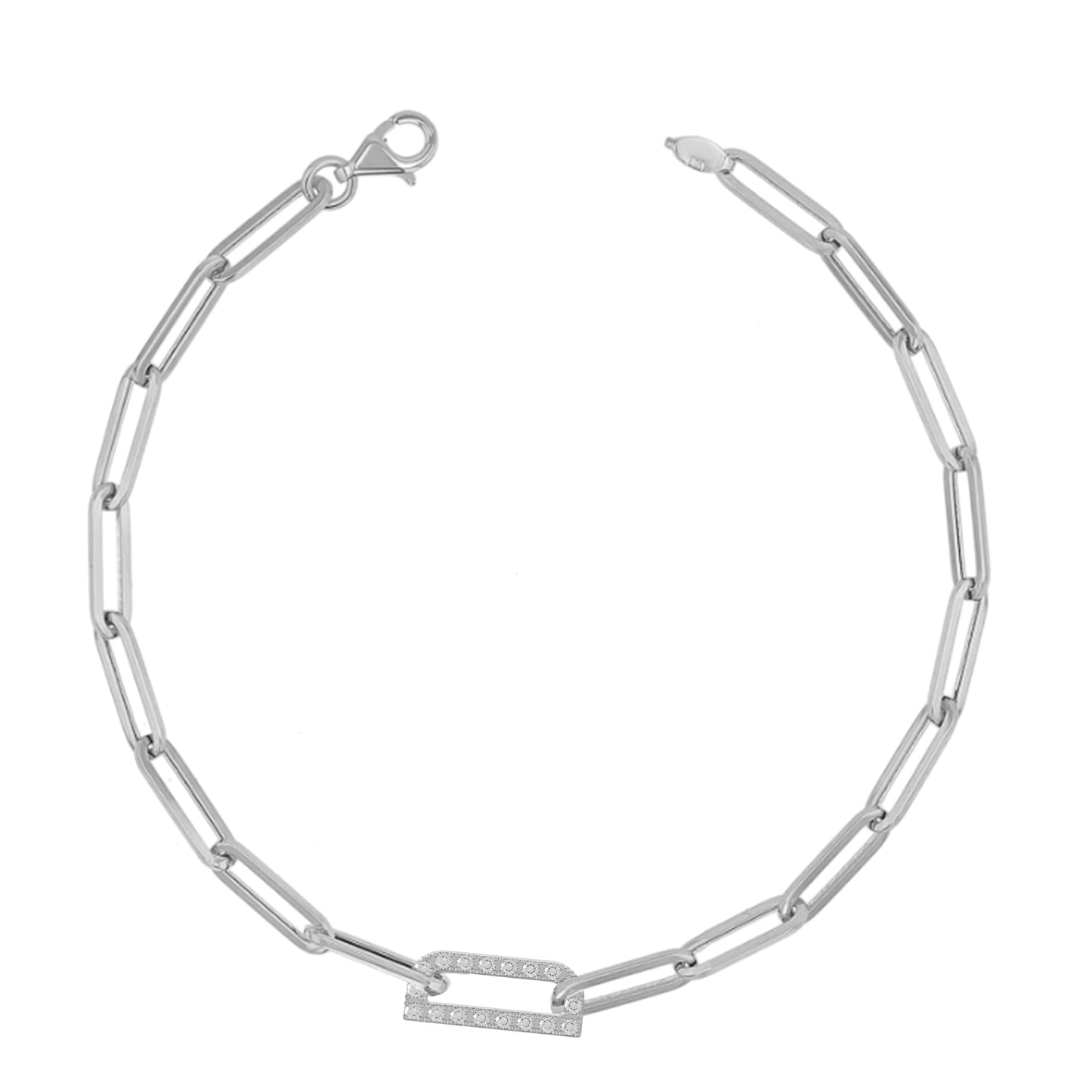 Paper clip chain Bracelet with pave letters