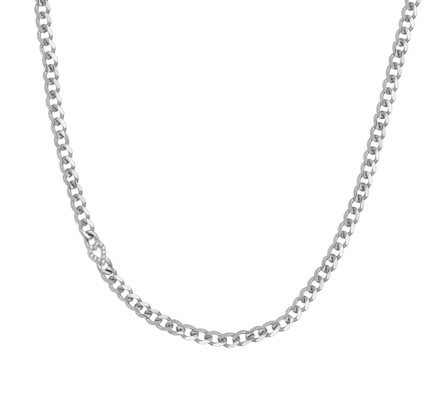 Small curb chain necklace with pave letters