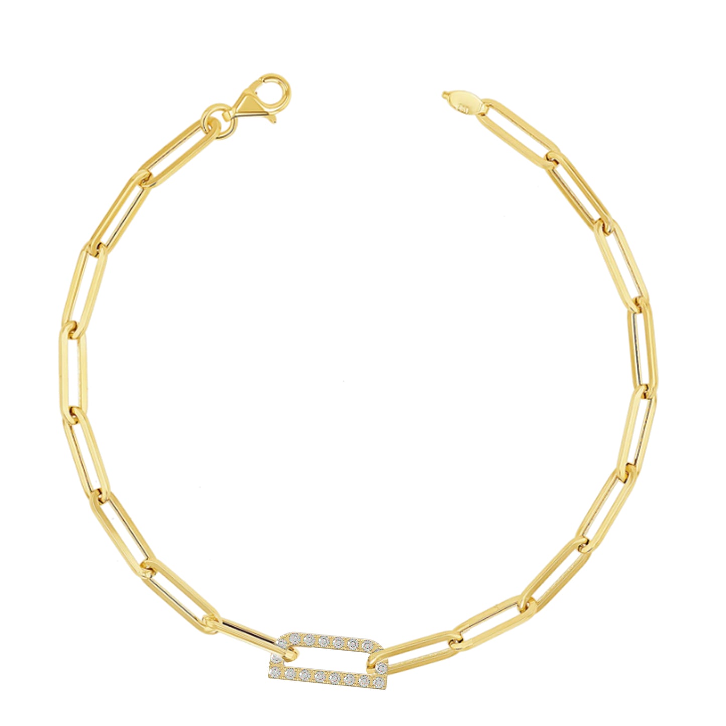 Paper clip chain Bracelet with pave letters