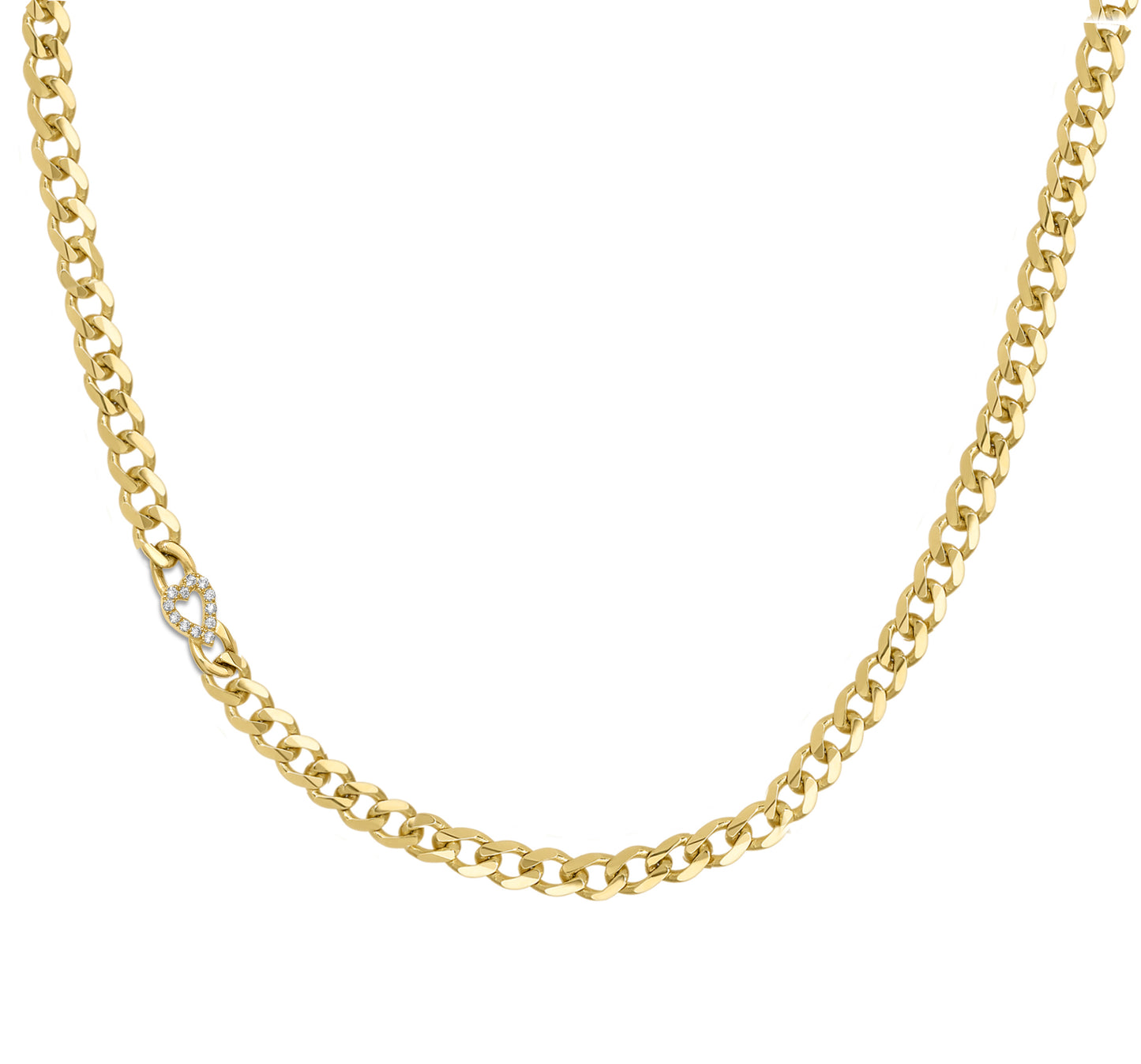 Large curb chain necklace with pave letterrs