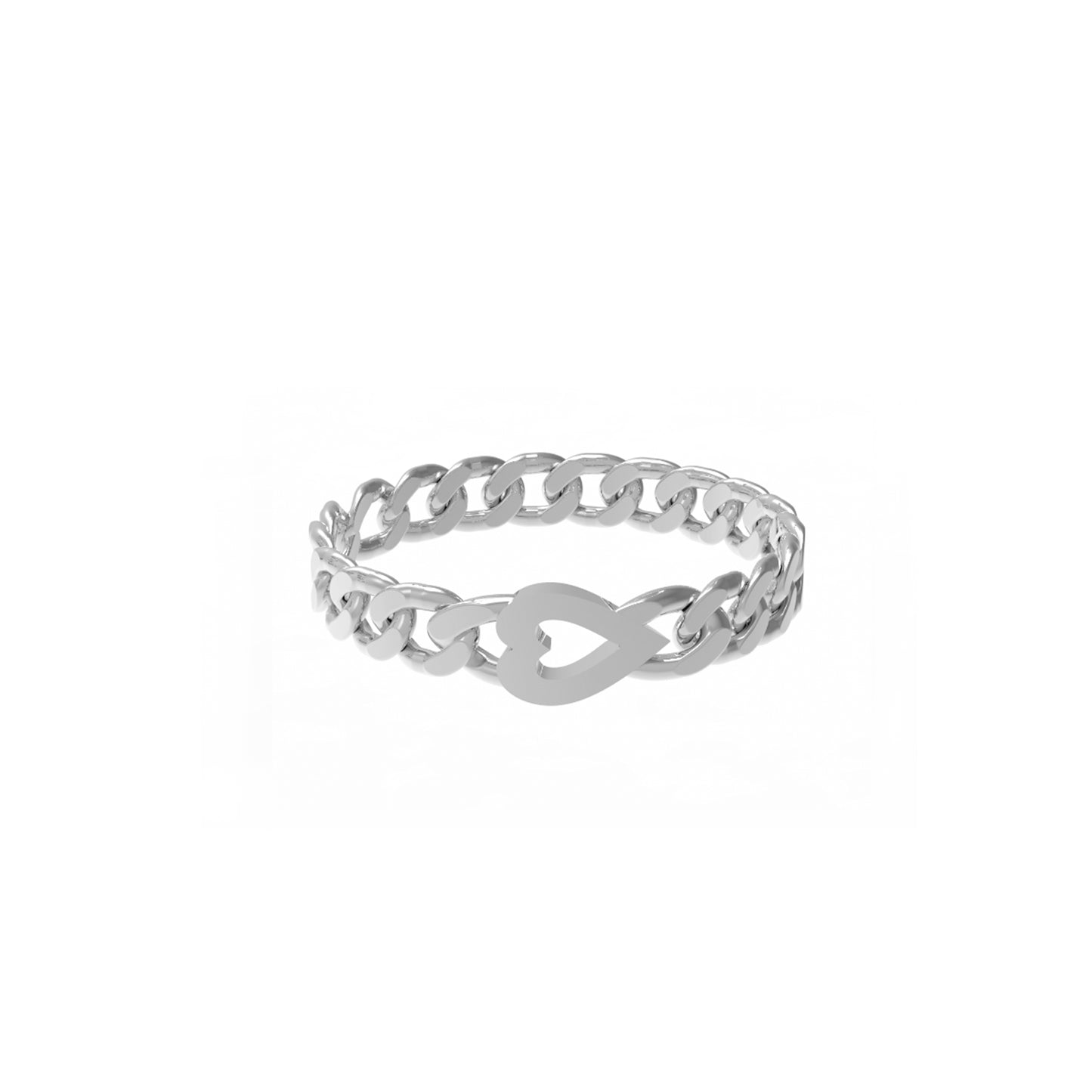 Small Curb Chain Ring with Gold Letters