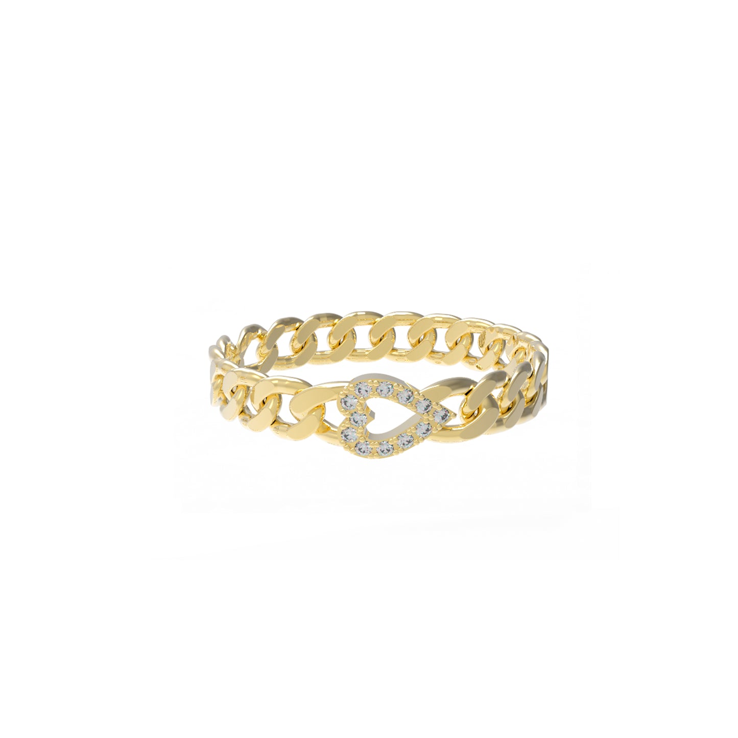 Small Curb Chain Ring with Diamond Letters