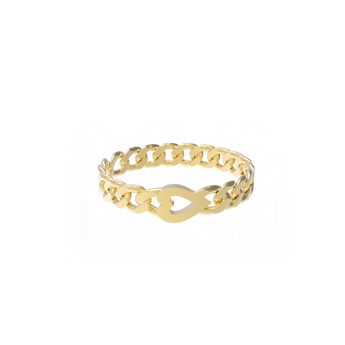 Small Curb Chain Ring with Gold Letters