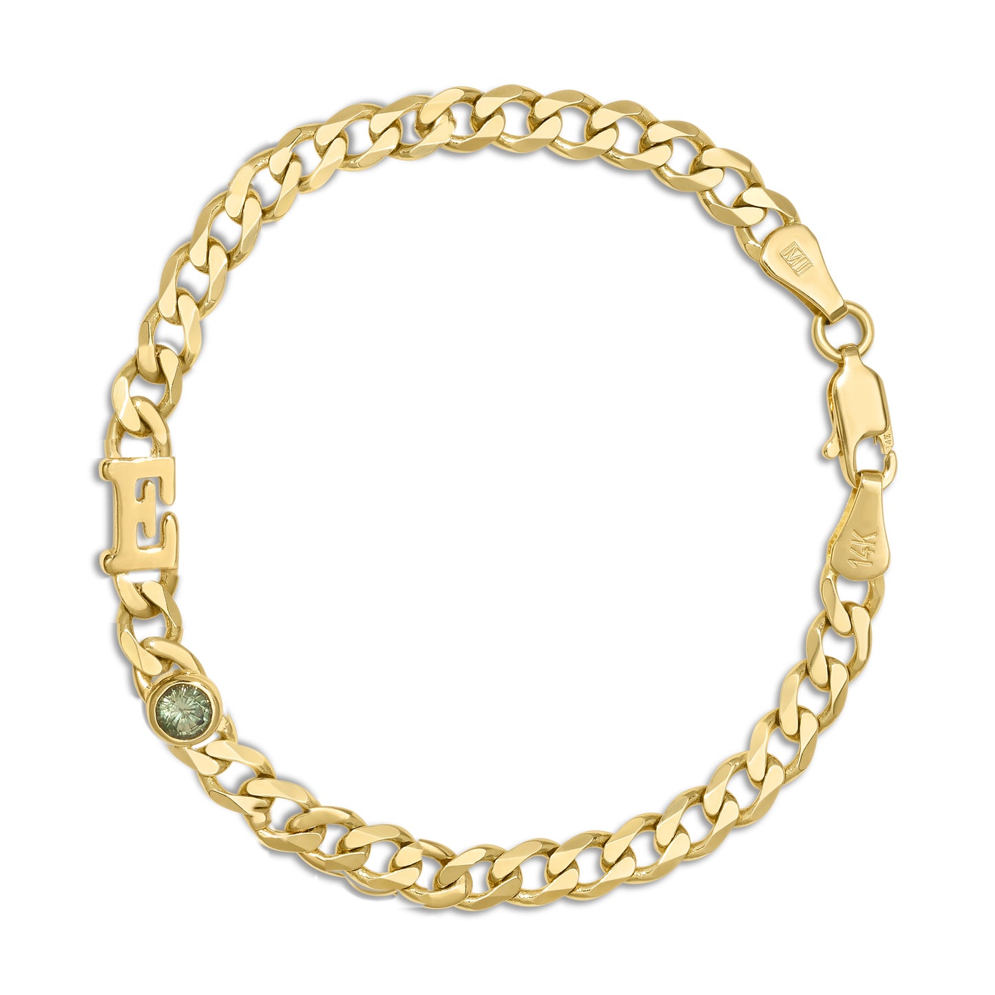 Large curb chain bracelet with Gold letters