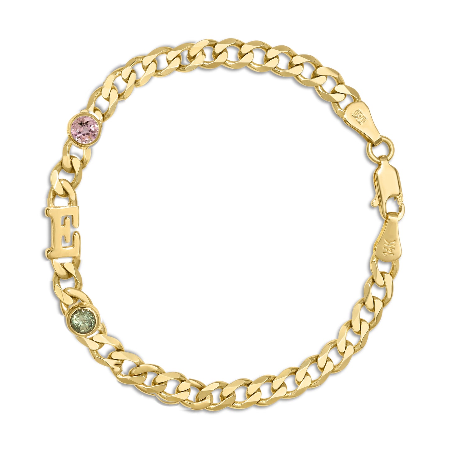 Large curb chain bracelet with Gold letters