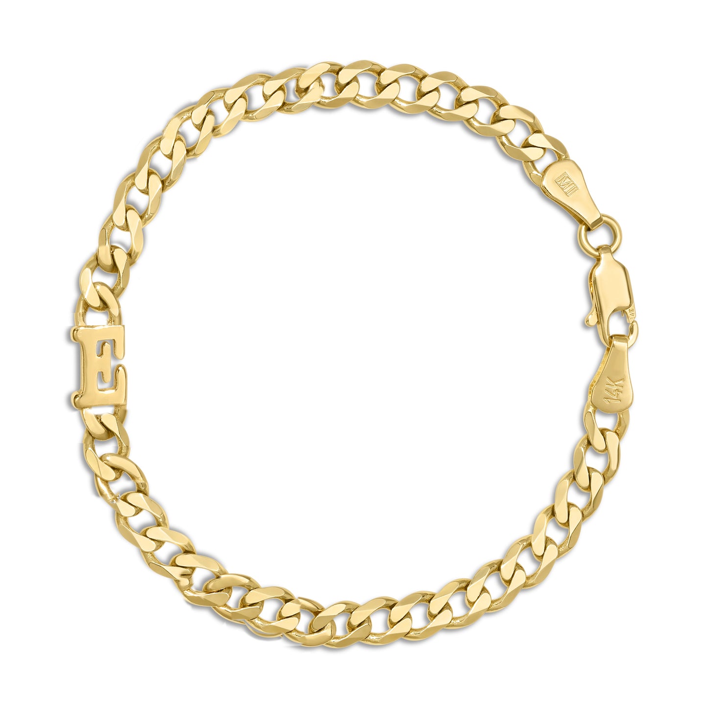Large curb chain bracelet with Gold letters