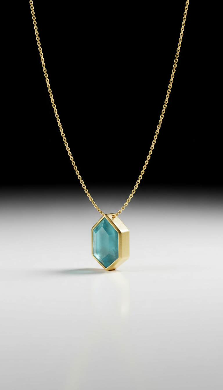 Minimalist pendant necklace with semi-precious stone