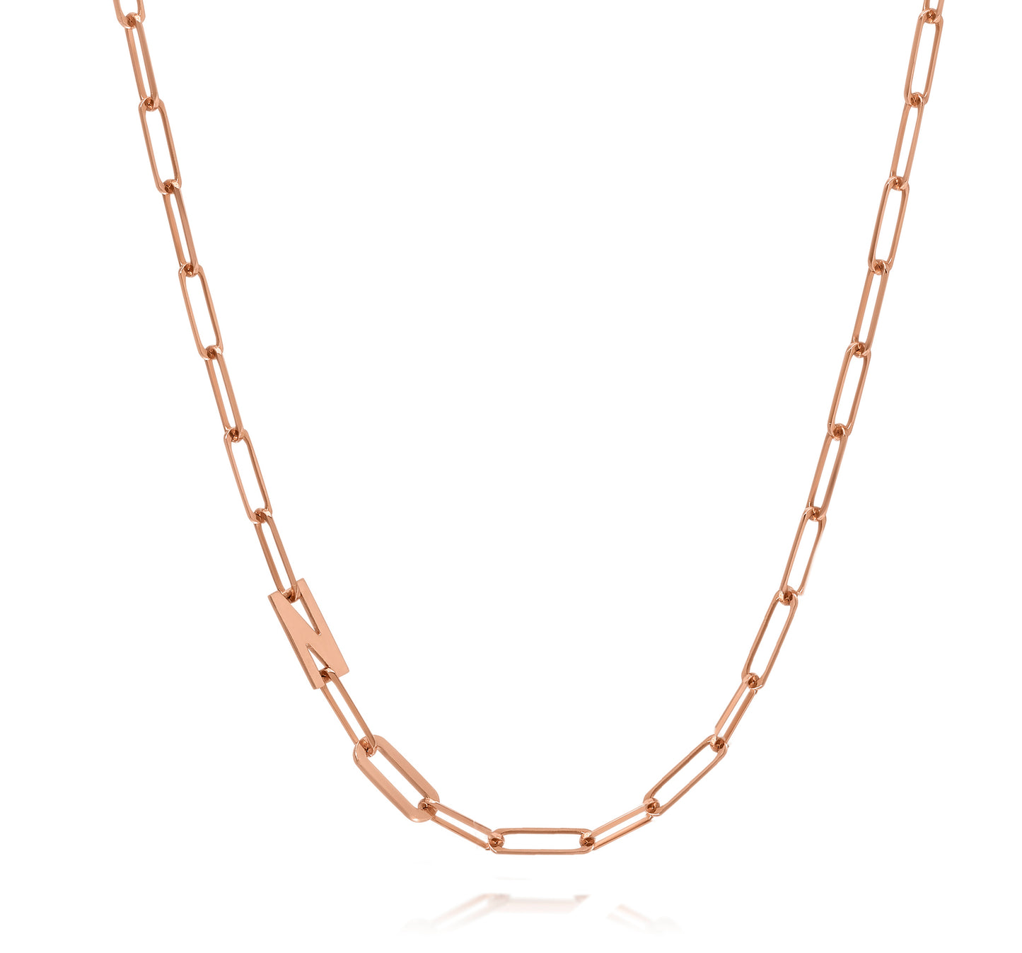 Paper clip chain necklace with solid letters