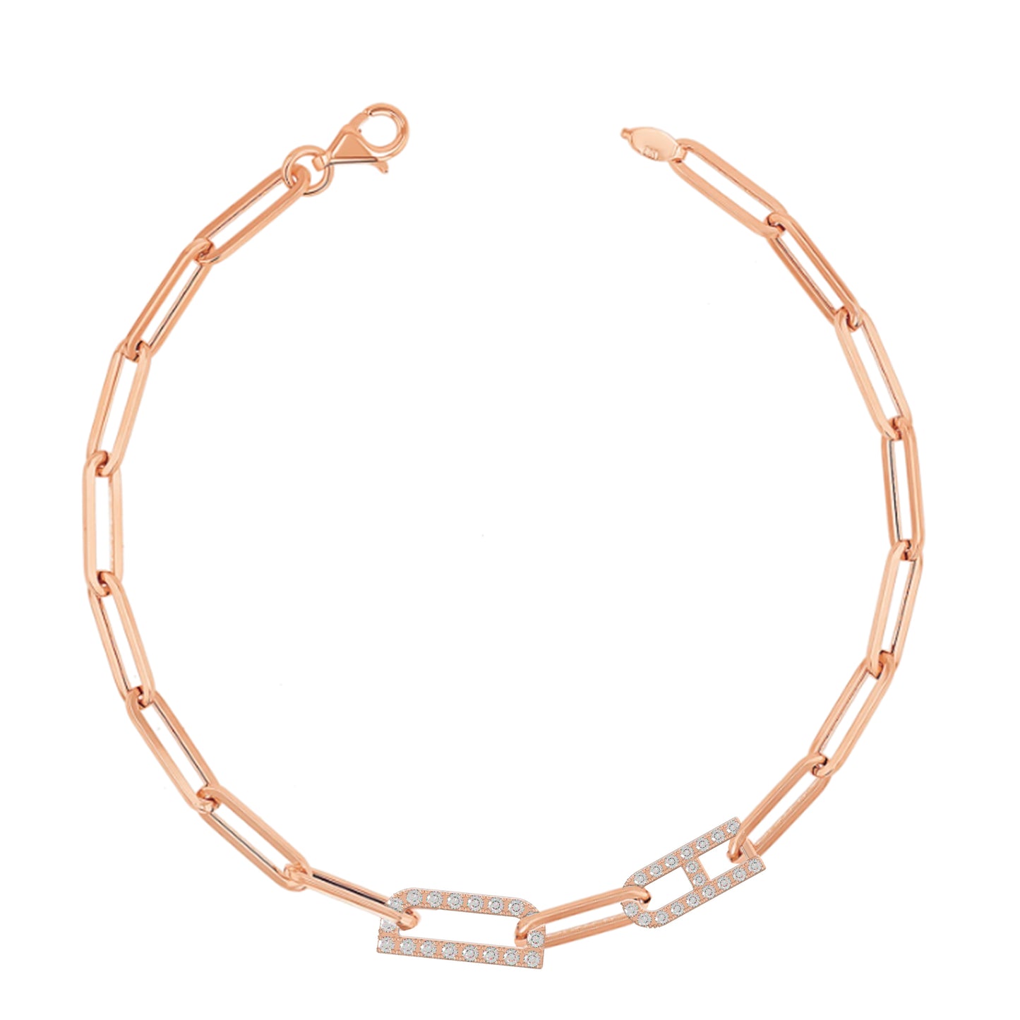 Paper clip chain Bracelet with pave letters