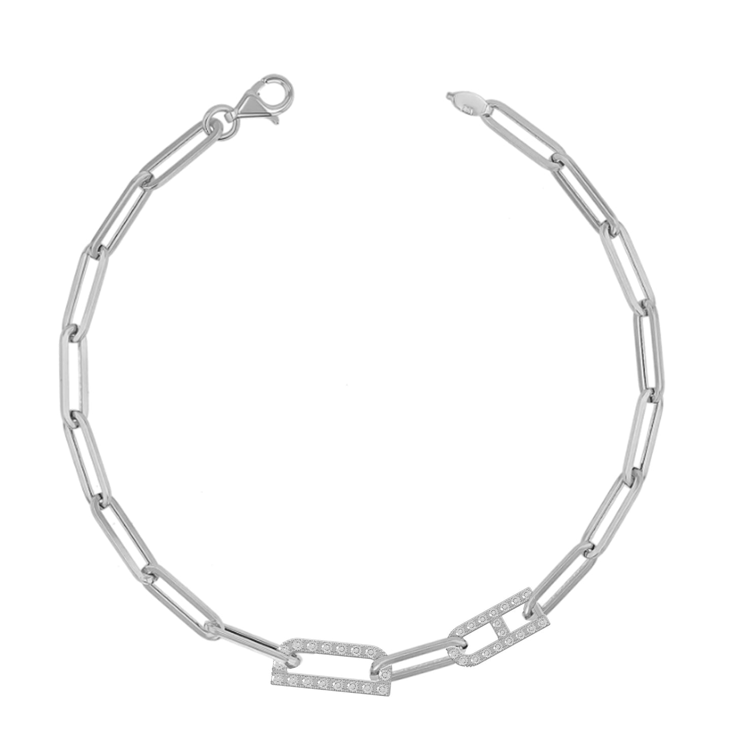 Paper clip chain Bracelet with pave letters
