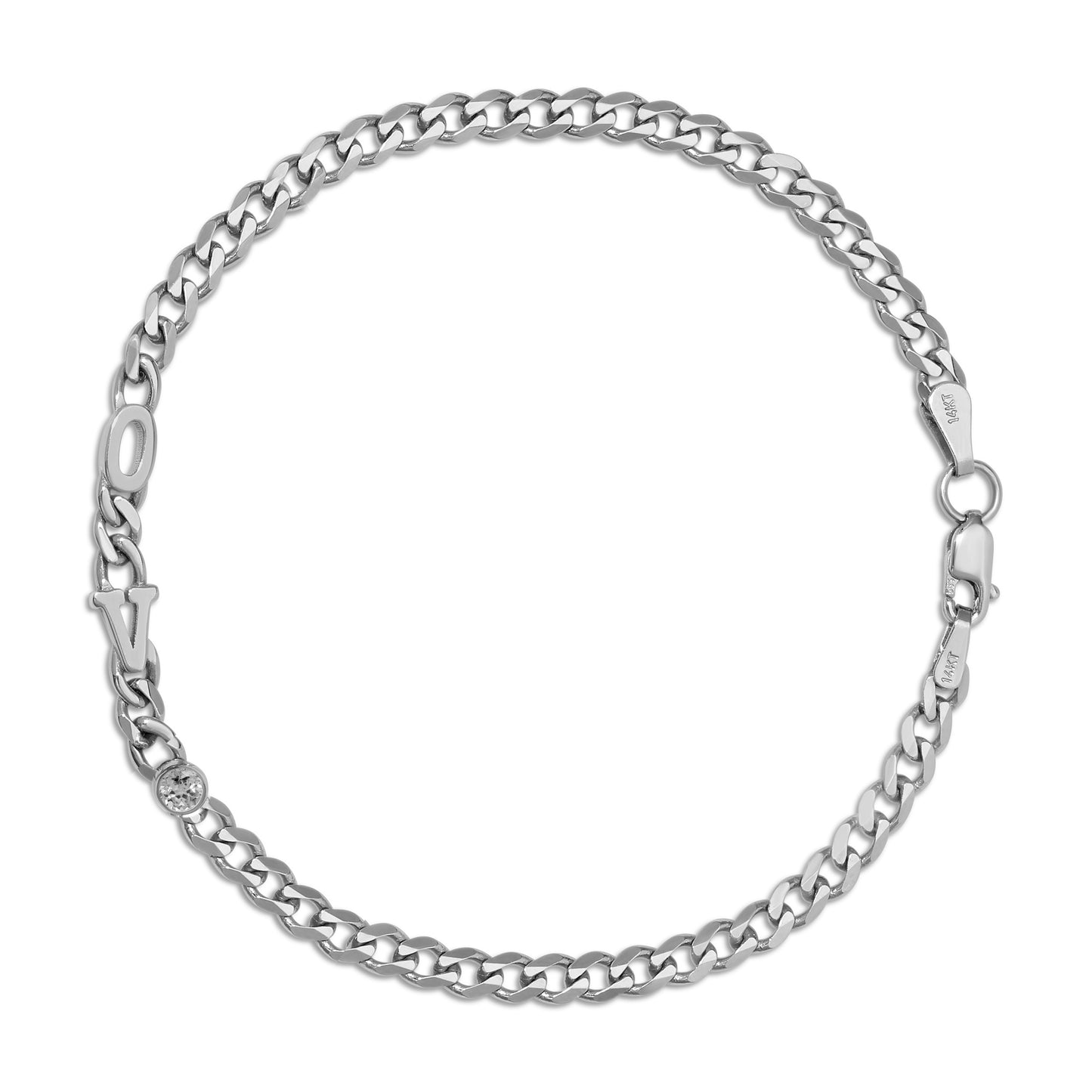 Small curb chain bracelet with Gold letters