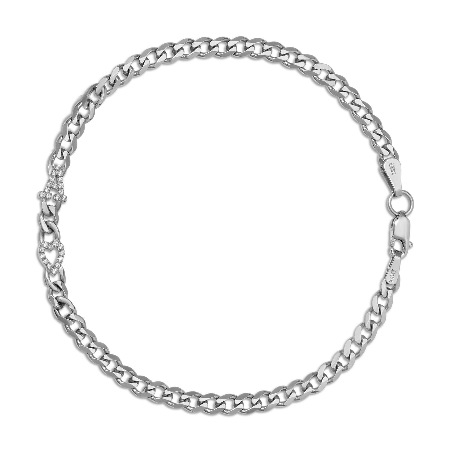 Small curb chain bracelet with pave letters