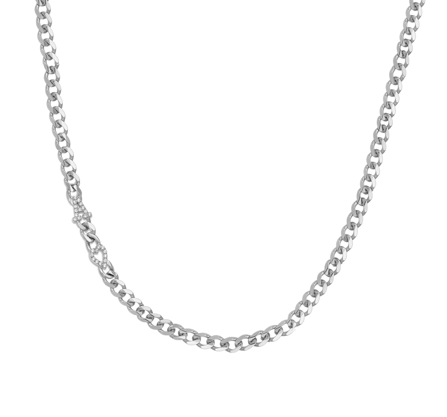 Small curb chain necklace with pave letters