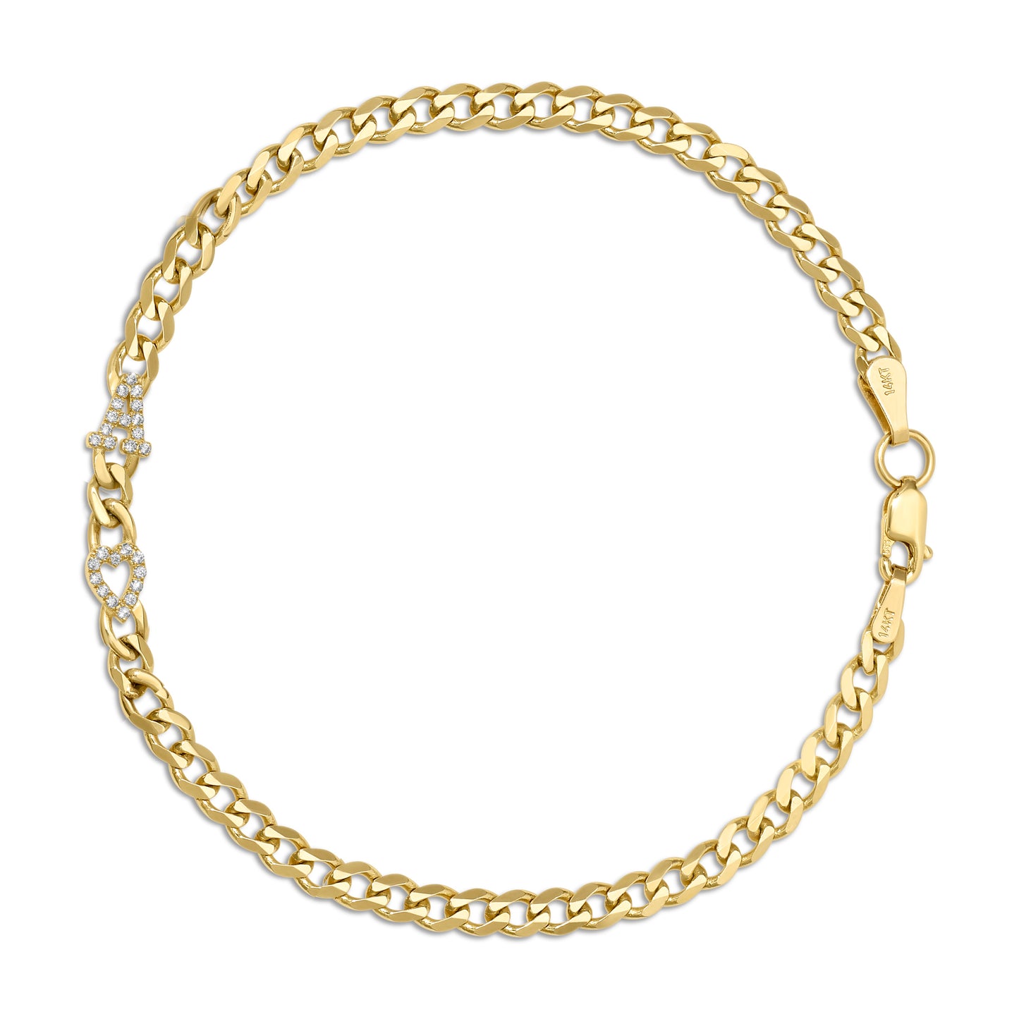 Small curb chain bracelet with pave letters