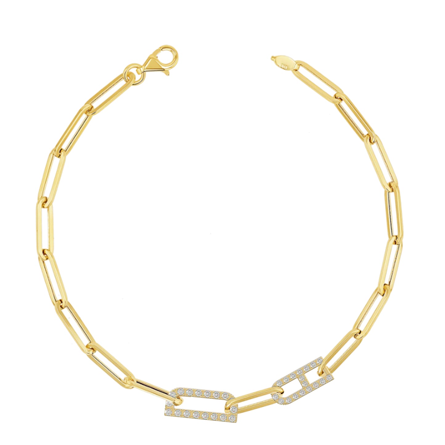 Paper clip chain Bracelet with pave letters