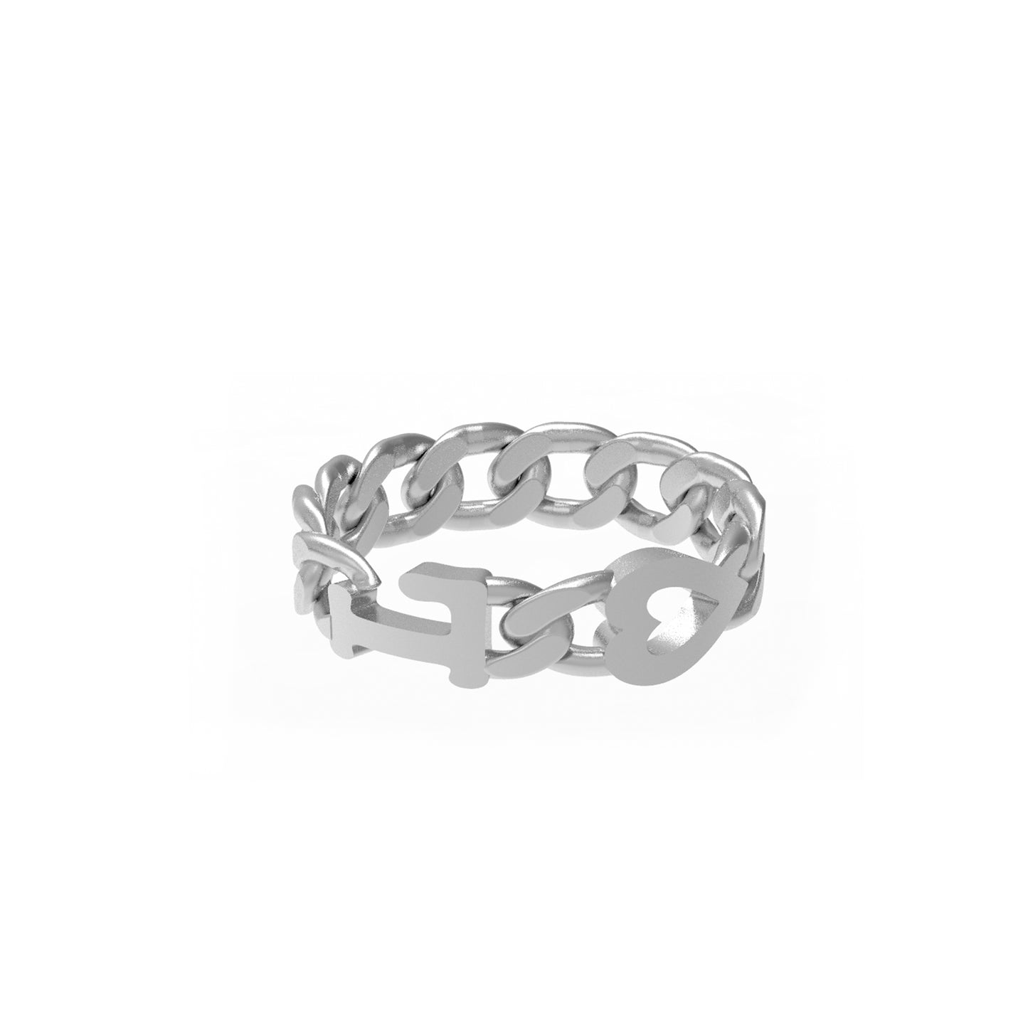 Large curb chain Ring with Gold letters