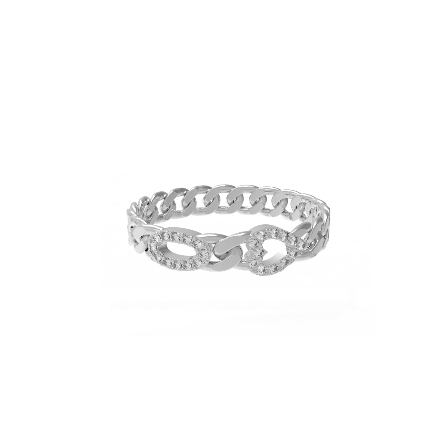 Small Curb Chain Ring with Diamond Letters