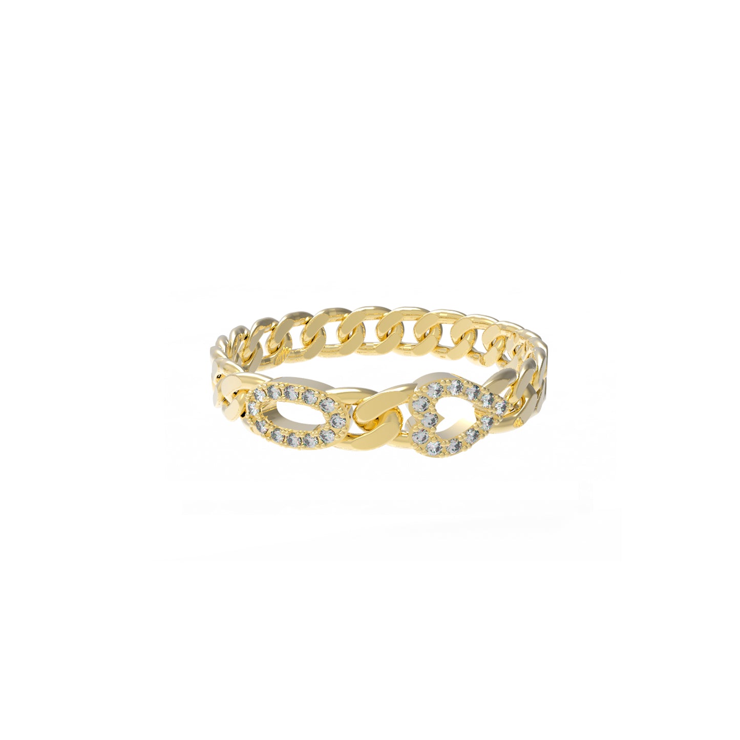 Small Curb Chain Ring with Diamond Letters