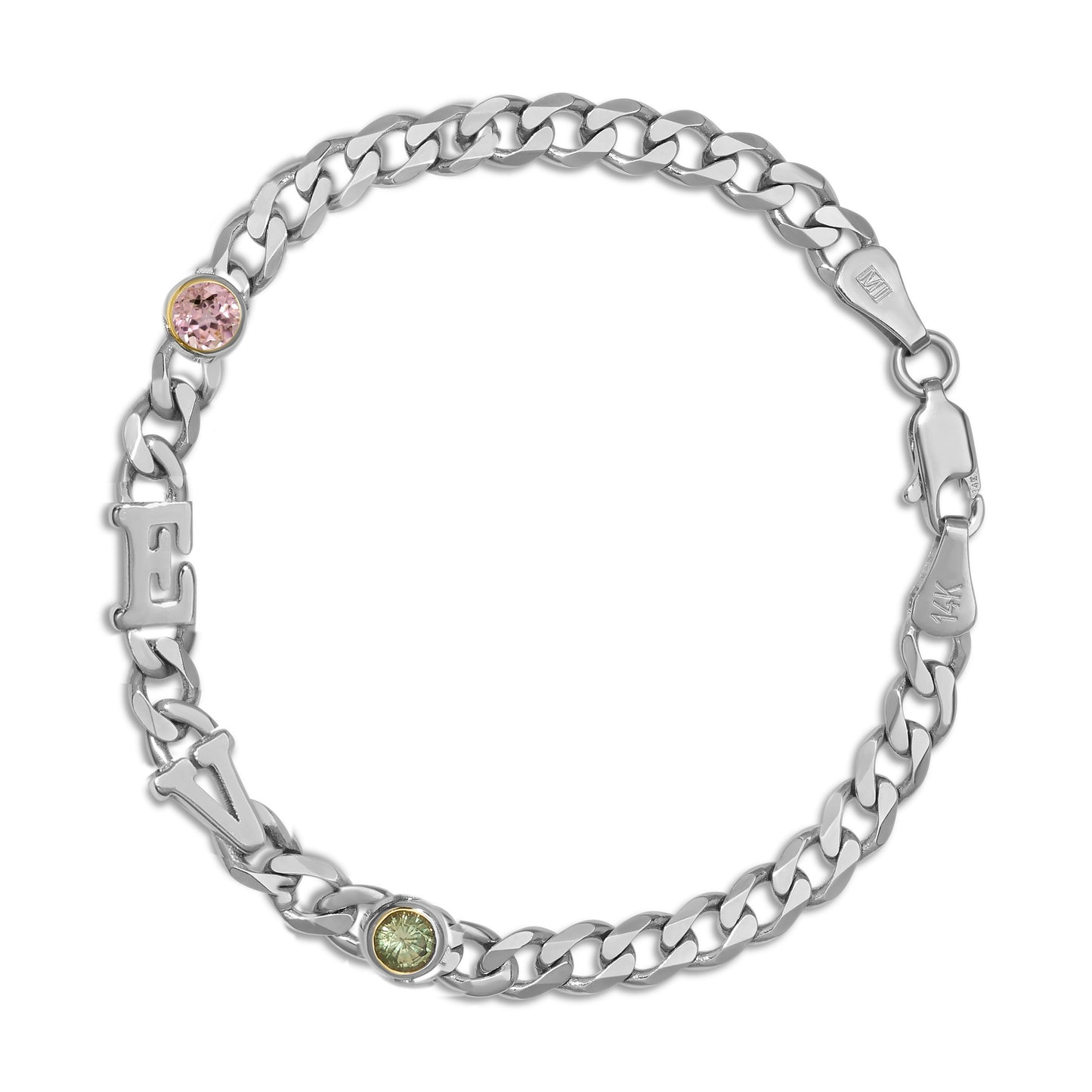 Large curb chain bracelet with Gold letters