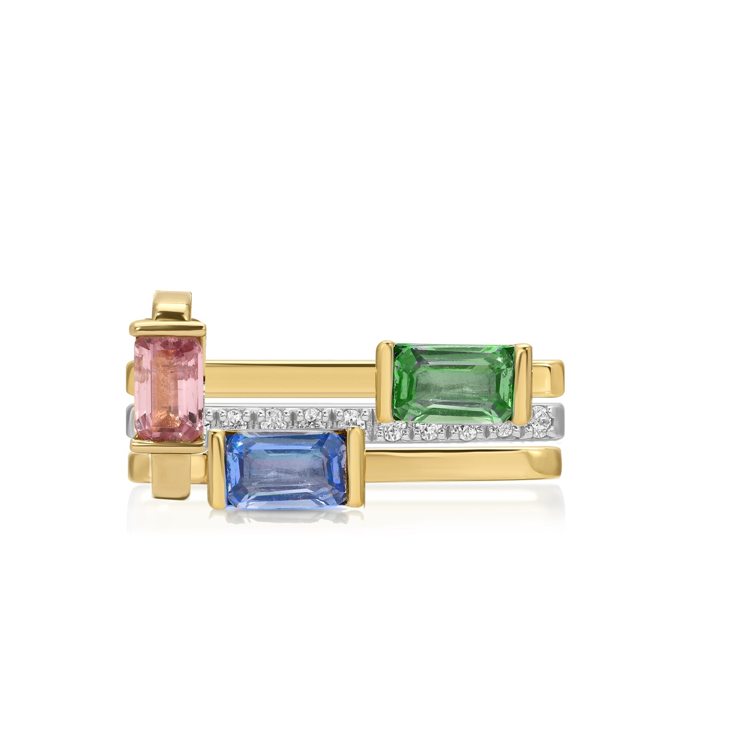 Baguette LNQD 3 stack Rings