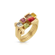One of a kind, LNQD Stacking Ring – Watermelon Tourmaline & colored Sapphire