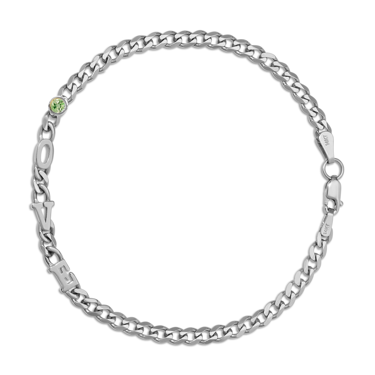Small curb chain bracelet with Gold letters