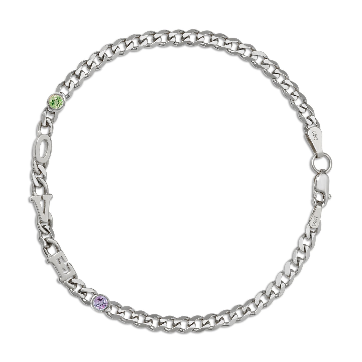 Small curb chain bracelet with Gold letters