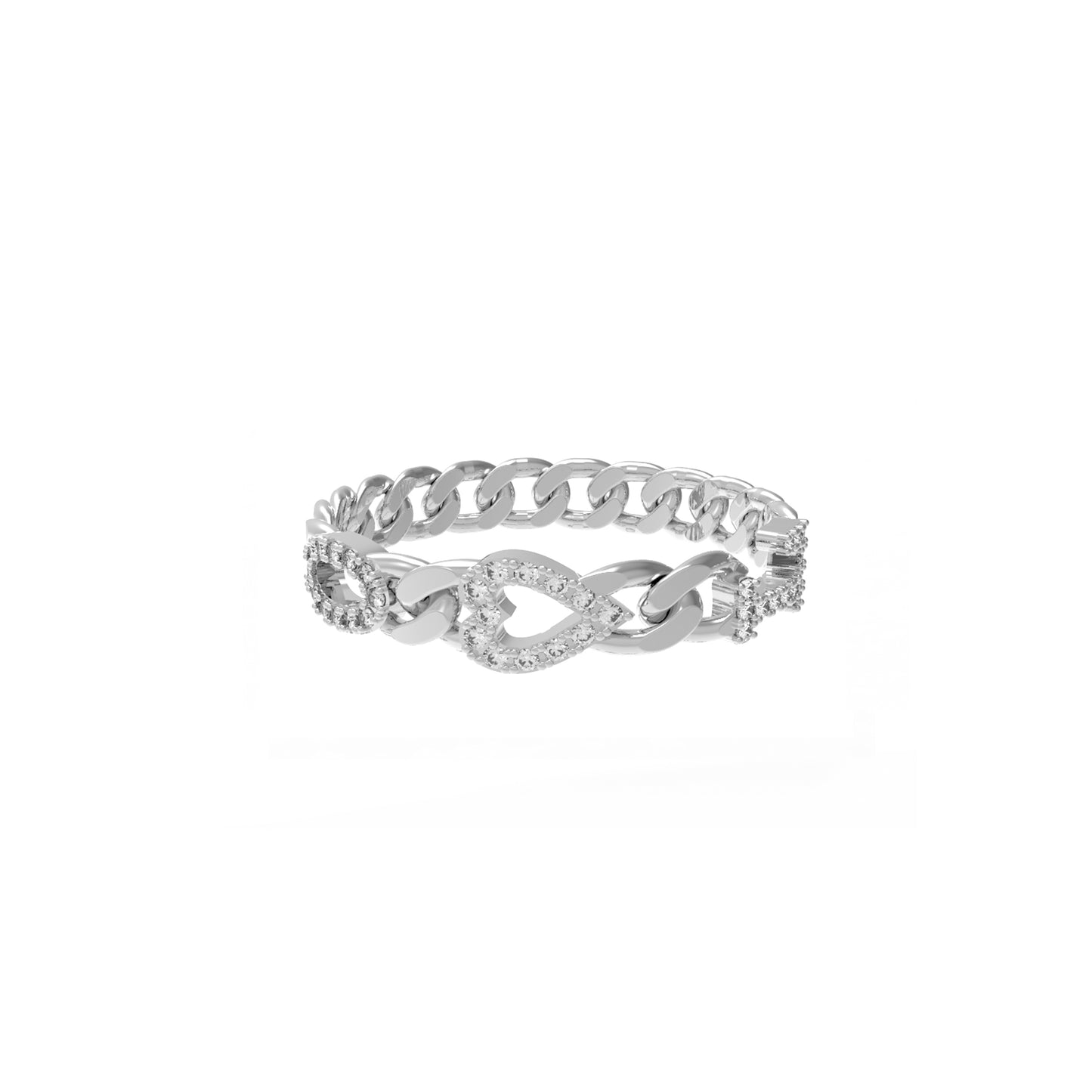 Small Curb Chain Ring with Diamond Letters