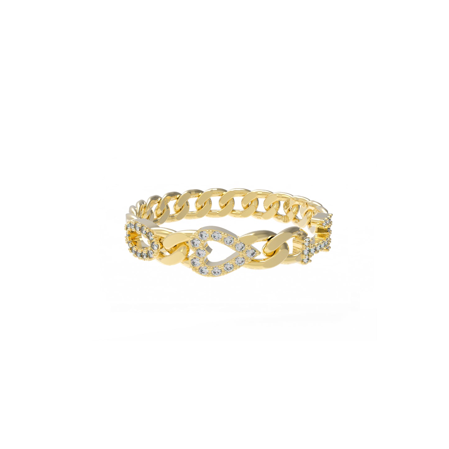 Small Curb Chain Ring with Diamond Letters