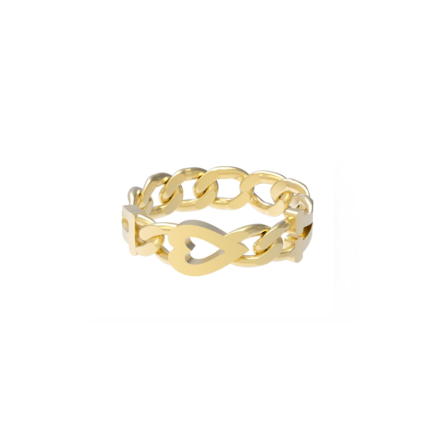 Large curb chain Ring with Gold letters