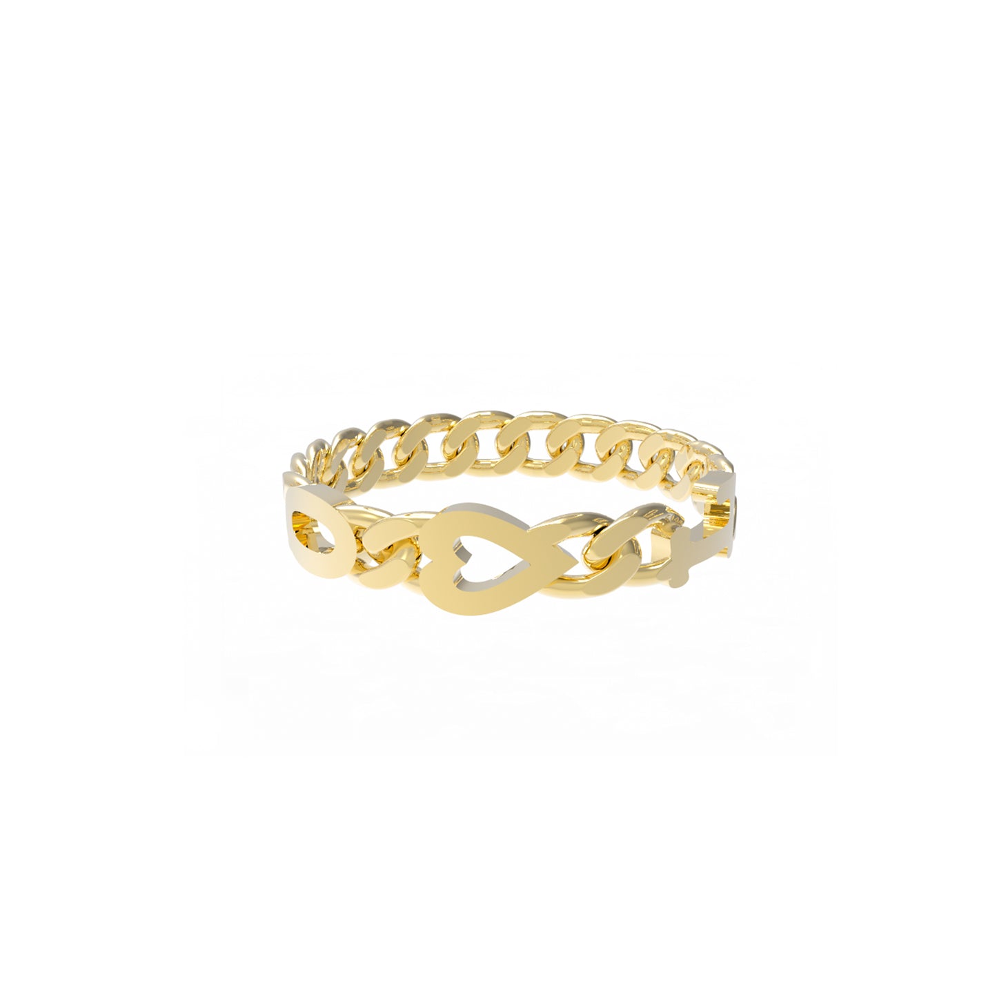 Small Curb Chain Ring with Gold Letters