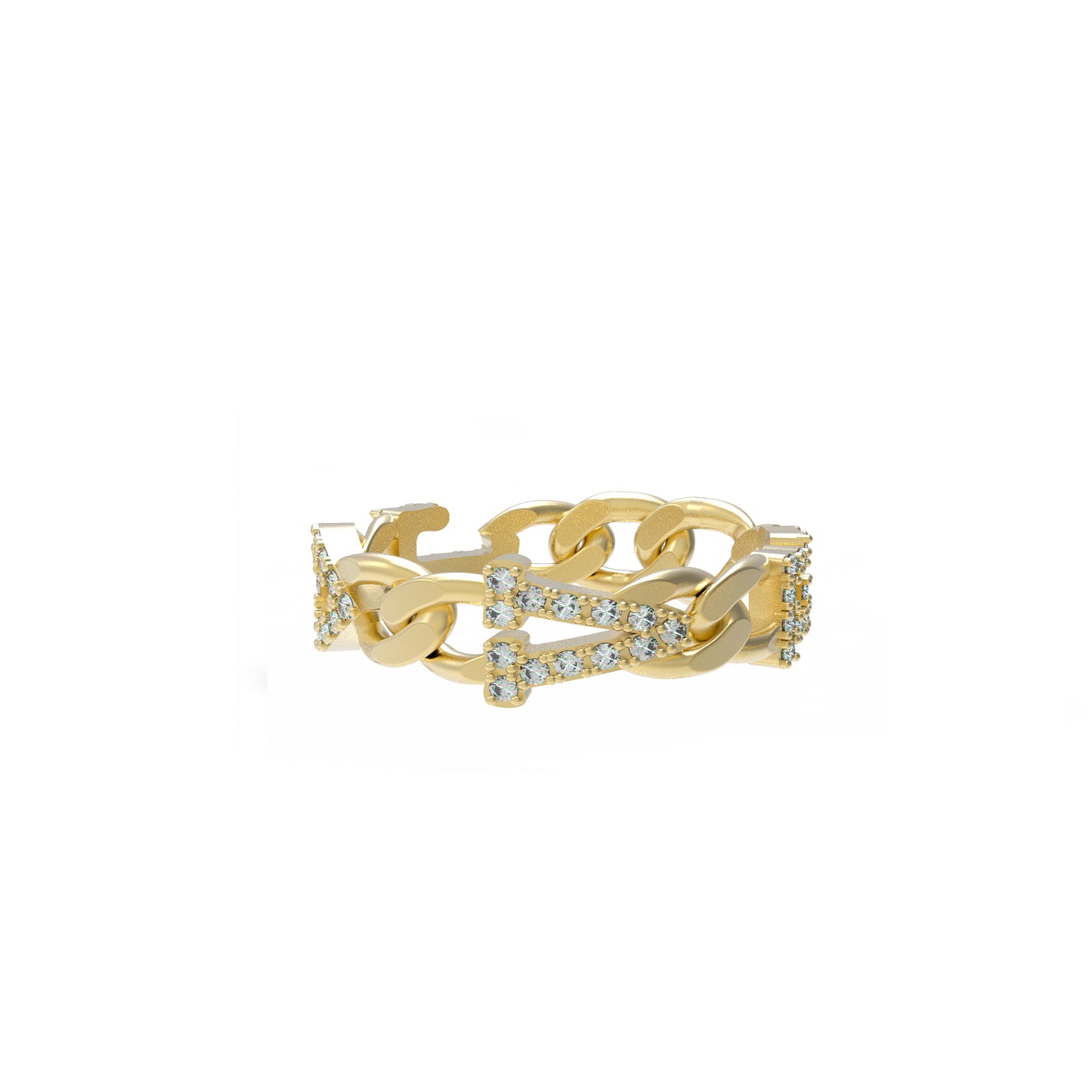 Large curb chain Ring with diamond letters