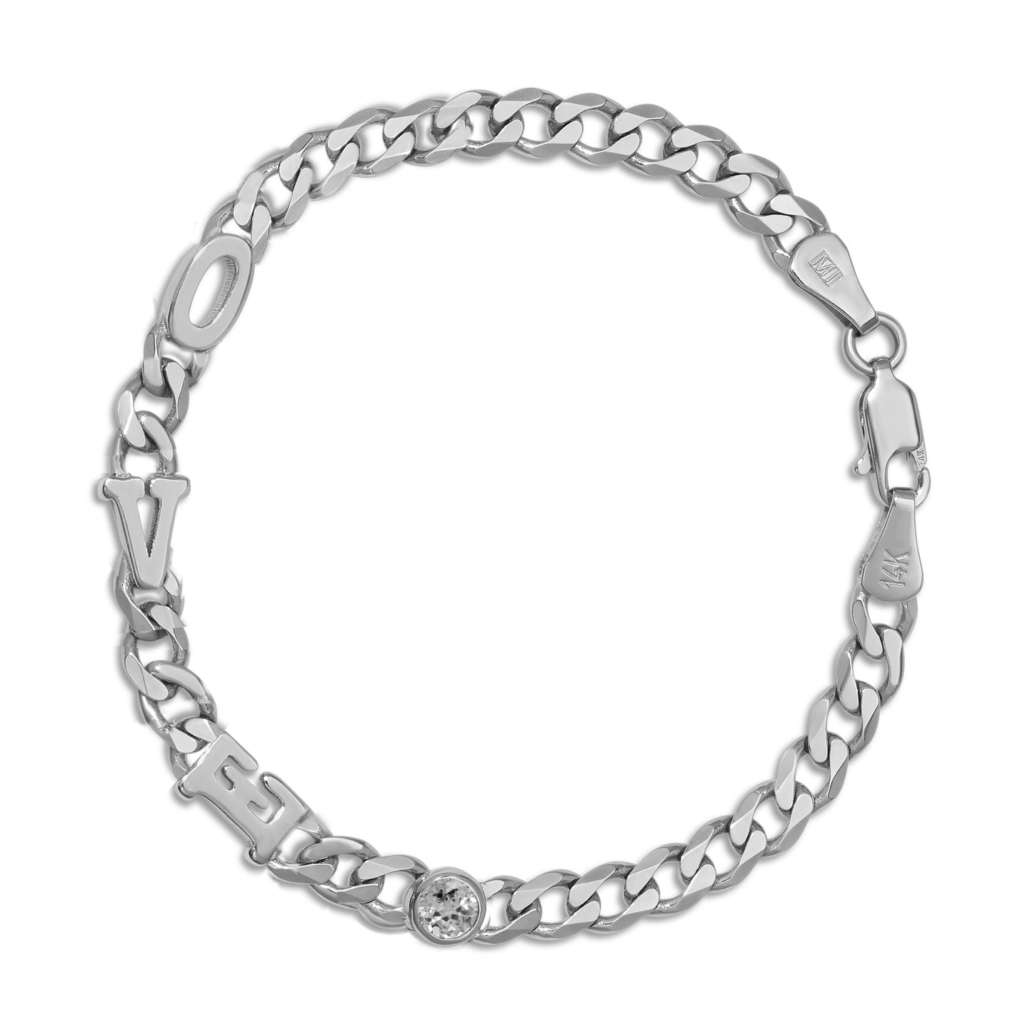 Large curb chain bracelet with Gold letters
