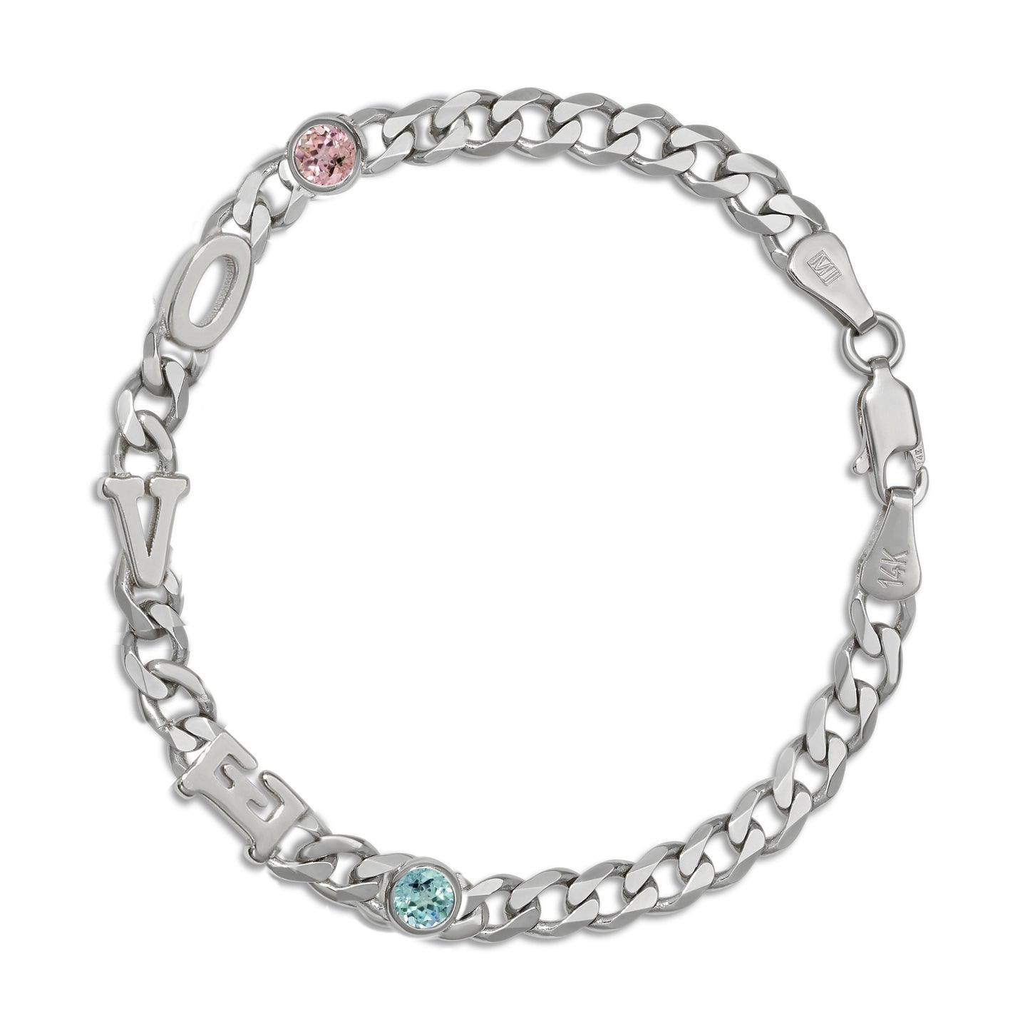 Large curb chain bracelet with Gold letters