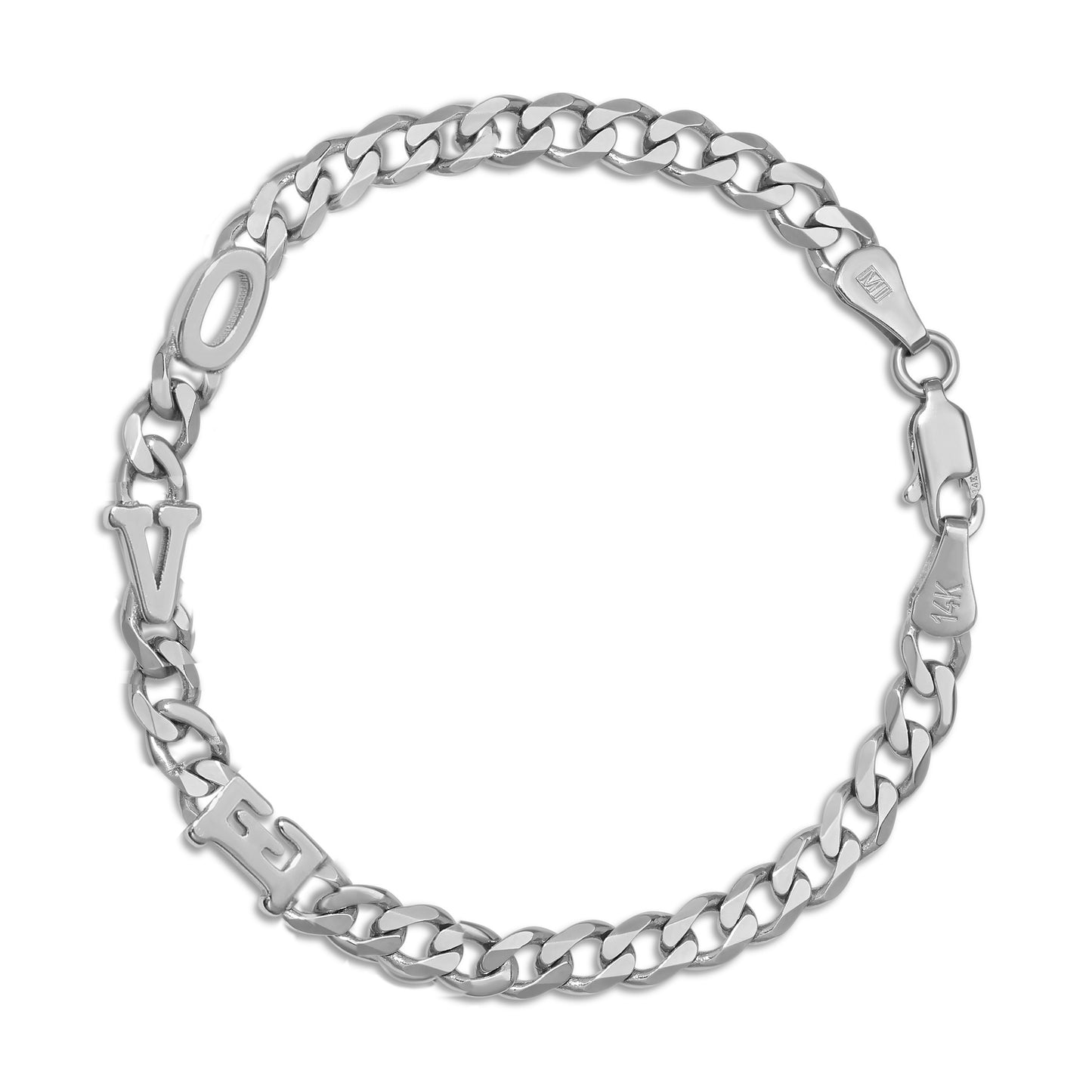Large curb chain bracelet with Gold letters