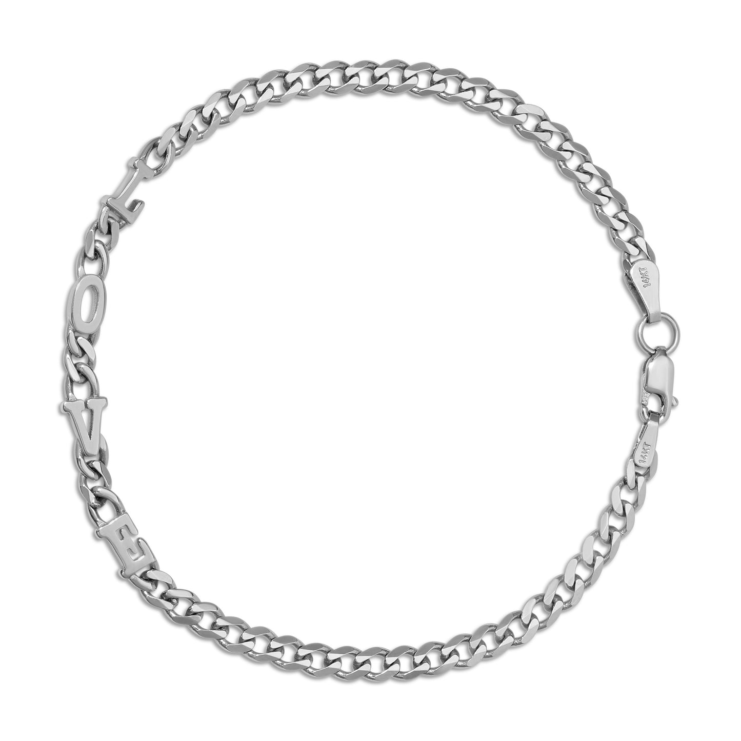 Small curb chain bracelet with Gold letters