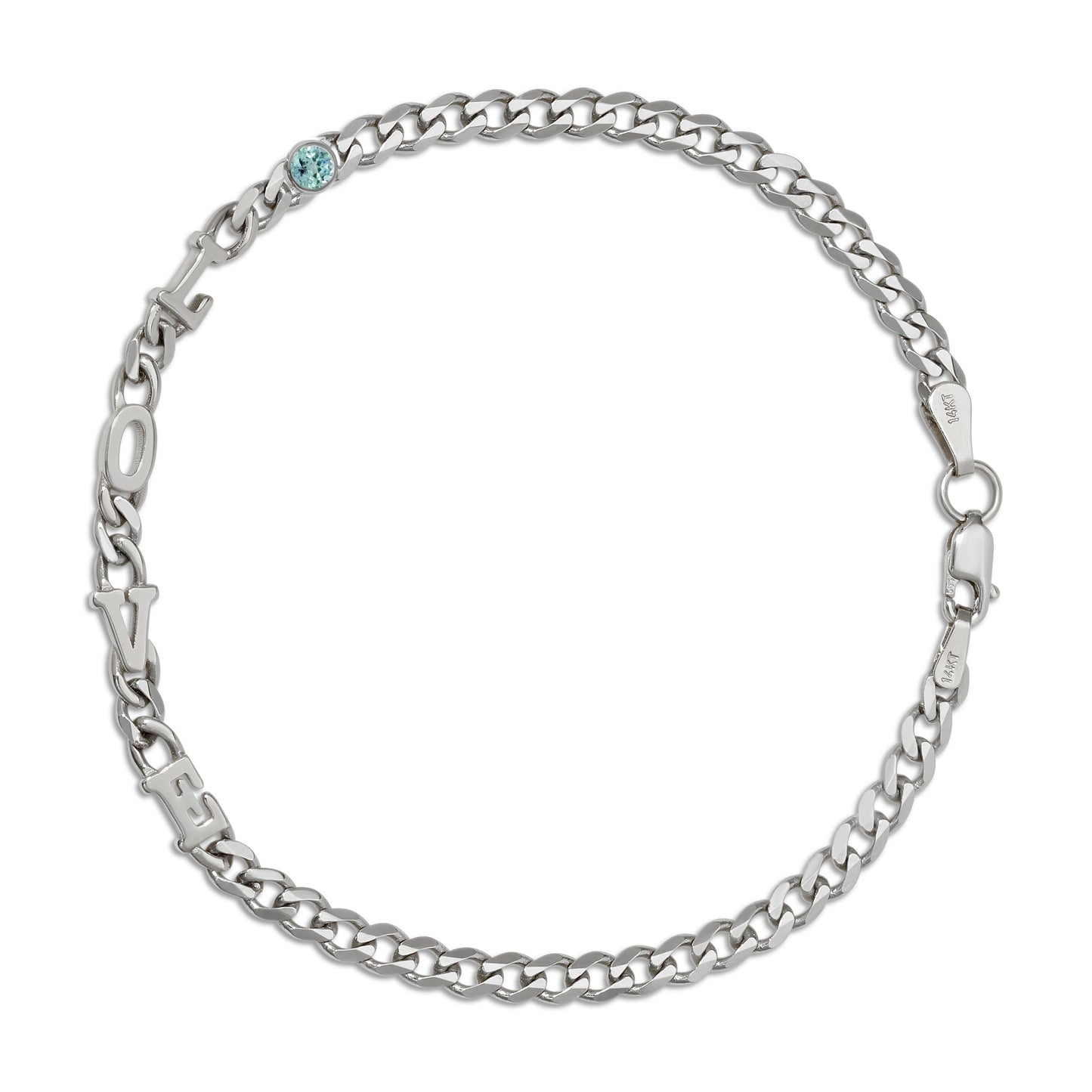 Small curb chain bracelet with Gold letters