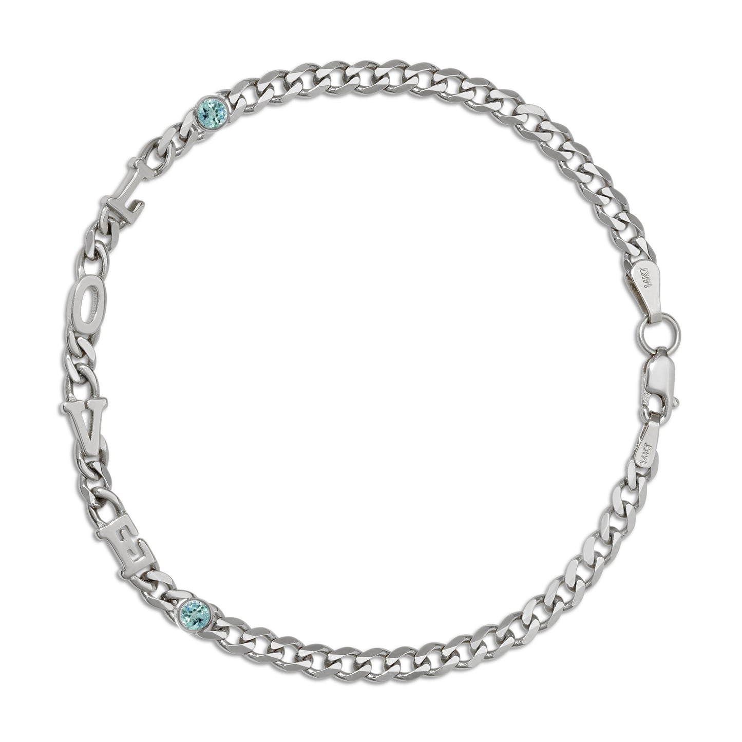 Small curb chain bracelet with Gold letters