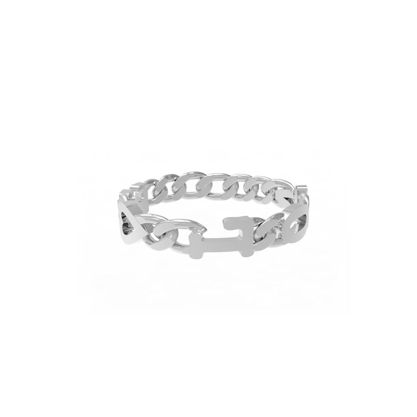 Small Curb Chain Ring with Gold Letters