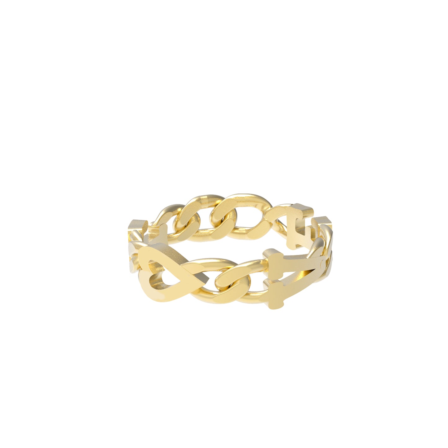 Large curb chain Ring with Gold letters
