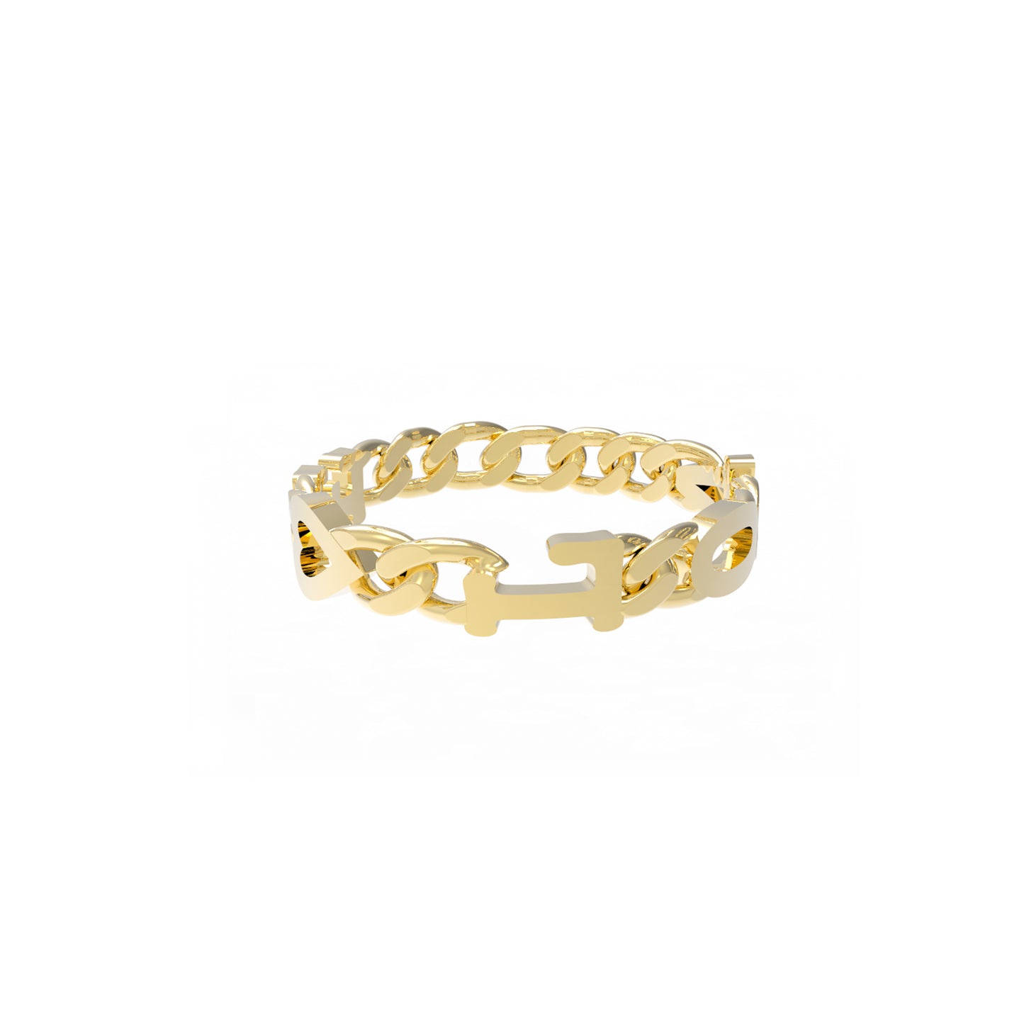 Small Curb Chain Ring with Gold Letters