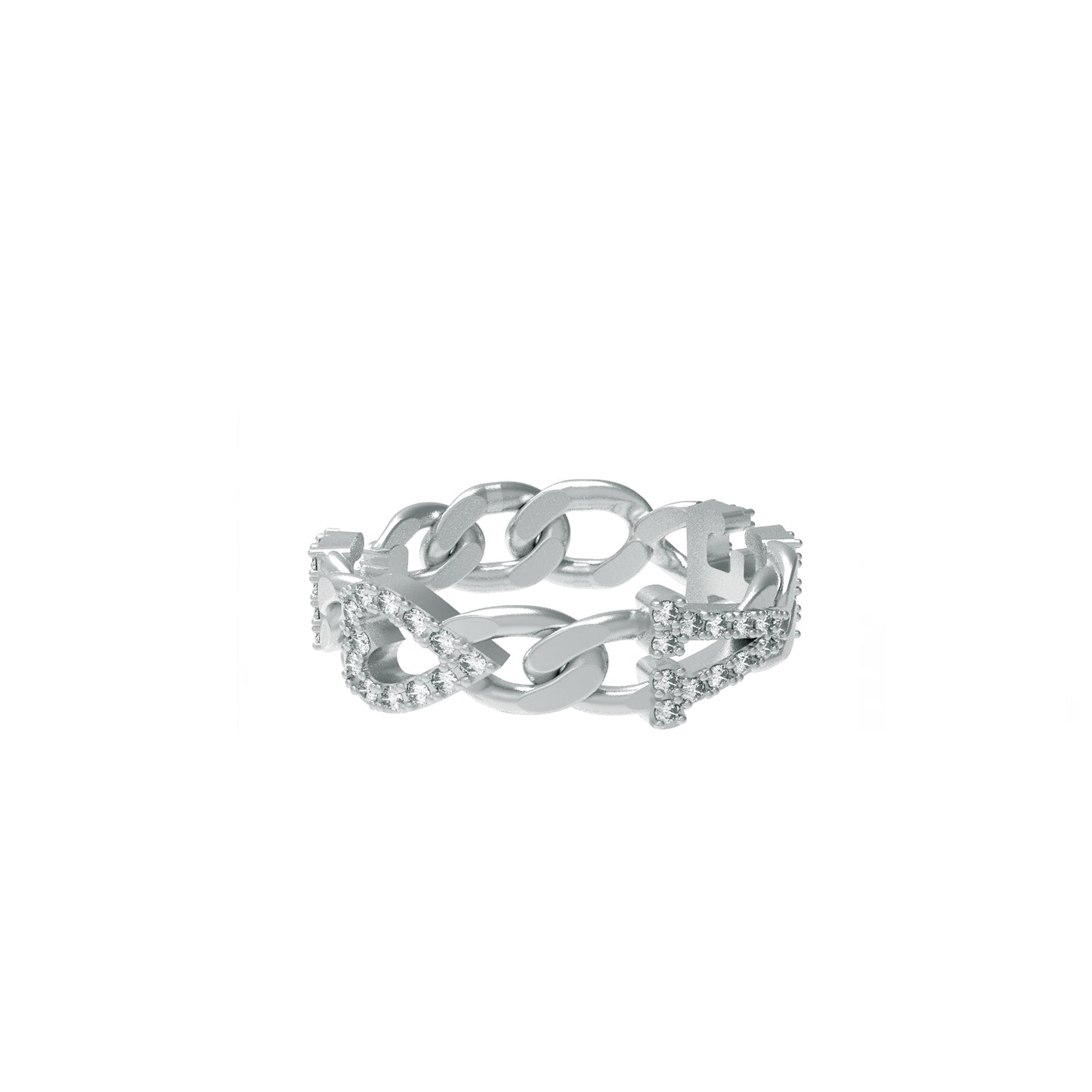Large curb chain Ring with diamond letters