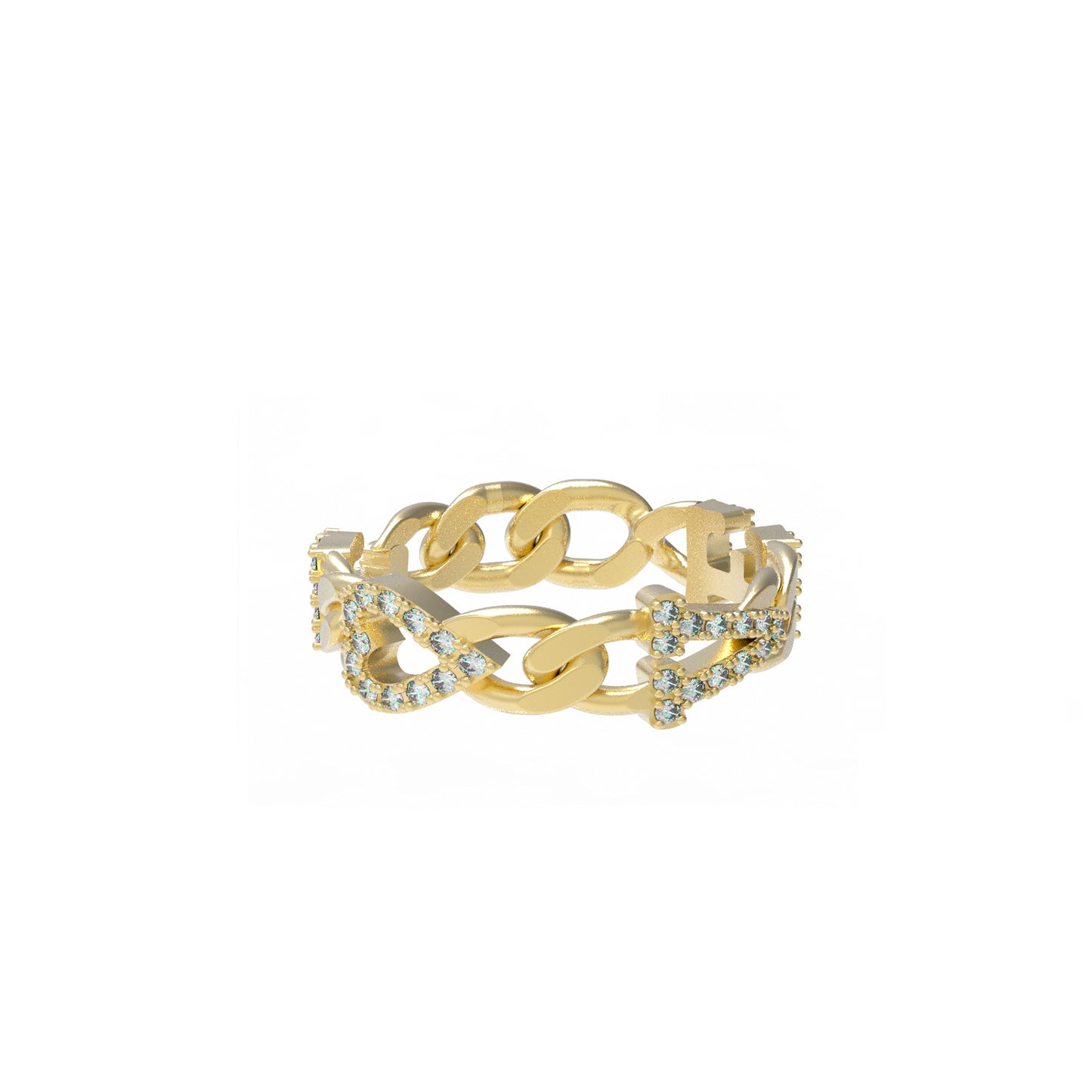 Large curb chain Ring with diamond letters