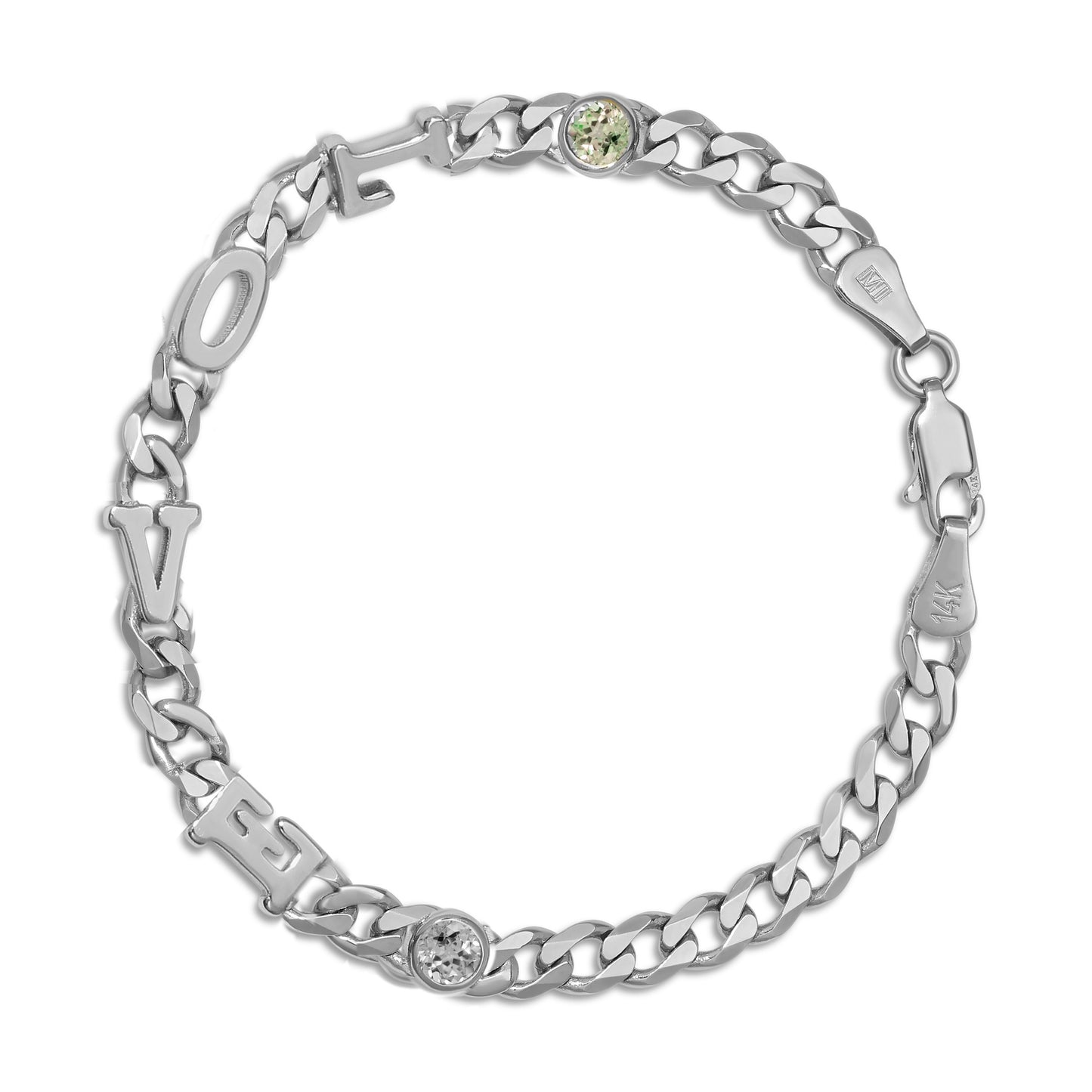 Large curb chain bracelet with Gold letters
